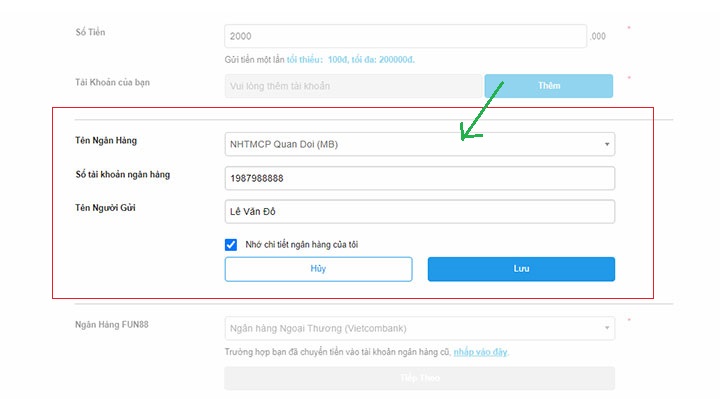 Nhập ngân hàng của bạn